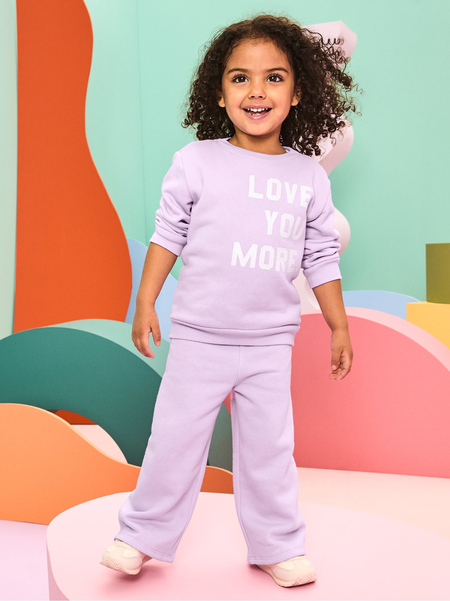 Garanimals Baby & Toddler Girls Fleece Sweatpants, Wide Leg, Sizes 0-6T