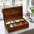 thumbnail image 4 of Bohorizon Acacia Wooden Tea Bag Organizer, Tea Bag Holder, Tea Storage Box Organizer, 12.3"x7.6"x3.8", Pack of 1, 4 of 6