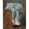 thumbnail image 6 of Ox Bay Ivory Off-White, Blue Cotton Woven Throw, 60" x 50", 6 of 9