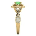 thumbnail image 3 of Clara Pucci 14K Yellow Gold Solid Gold Green Halo Anniversary Ring for Women - 1.3125 cttw Round Cut, 3 of 8
