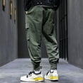 thumbnail image 5 of safuny Casual Pants for Men Comfy Lounge Casual Elastic Waist Solid Color Fashion Fall Spring Trousers Soft Loose Daily Full Length Pants with Pocket Army Green M, 5 of 8