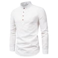 thumbnail image 4 of LIIPEE Men Shirts Casual Solid Color Stand Neck Slim Fit Long Sleeve Dress Shirt Male Fashion Buttons Business Tops Comfortable Breathable Soft Daily Shirts,White,S, 4 of 4