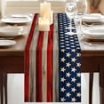 thumbnail image 3 of American Flag Table Runner, Vintage USA Flag Wooden Washable Cotton Linen Table Runners 60 Inches Long, Dresser Scarf Runner for Coffee/TV Stands/Kitchen/Cabinets 13''x60'', 3 of 9