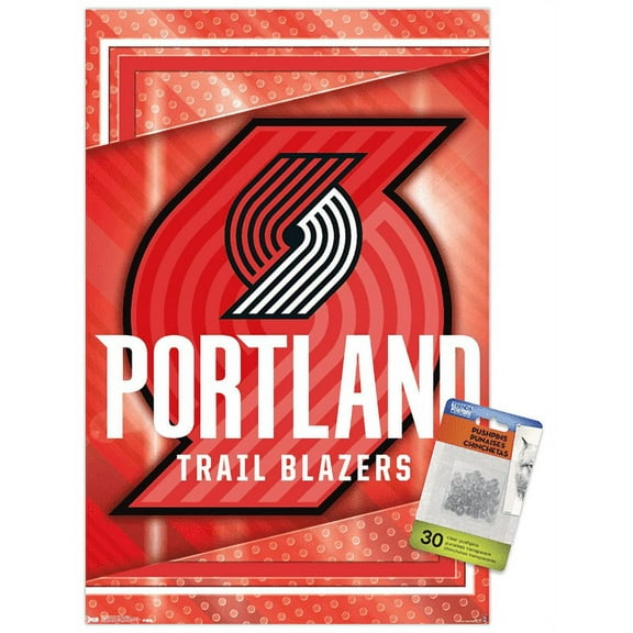 NBA Portland Trail Blazers - Logo 17 Wall Poster with Push Pins, 14.725" x 22.375"