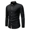 thumbnail image 2 of Baqcunre Shirts For Men Mens Long Sleeved Youth Fashion Casual Lapel Slim Fit Color Shirt Men'S Polo Shirts Tops For Men Black L, 2 of 9