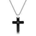 thumbnail image 2 of Stainless Steel Black Ion Plated Cross Pendant - 24 Inch Round Box Chain, 2 of 7