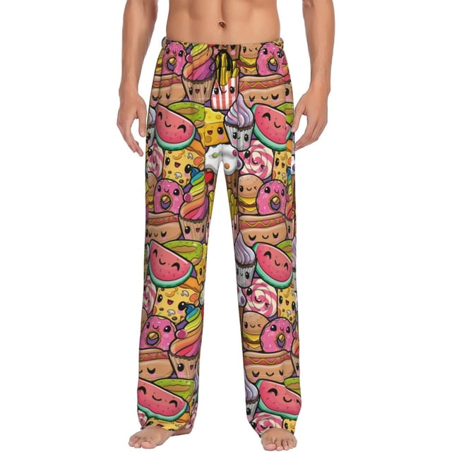 Balery Fruit-Flavored Ice-Cream Pantalones de pijama para hombre, pijama ultraligero, pantalón de descanso-Medium