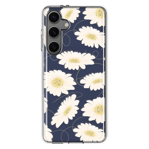 Mundaze - Case for Samsung Galaxy S24 Plus Slim Shockproof Hard Shell Soft TPU Heavy Duty Protective Phone Cover - Cute White Daisies