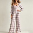 thumbnail image 5 of Aimik Womens Plaid Print Jumpsuits Long Sleeve Square Neck Wide Leg Jumpsuits with Pockets Fall Vacation Casaul Jumpsuit for Women, 5 of 5