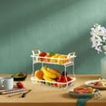 thumbnail image 5 of Tuphregyow Detachable 2-Tier Metal Wire Fruit Basket Stand for Kitchen Counter - Bread, Vegetable, and Produce Storage Bowl Holder White, 5 of 6