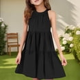 thumbnail image 2 of Tranfacy Robe d'Été pour Jeunes Filles, Robe Bohème pour Filles, Robe Mode pour Filles à Col Rond Sans Manches à Empiècements, Robe d'Été Décontractée Ludique et Confortable, 2 of 4