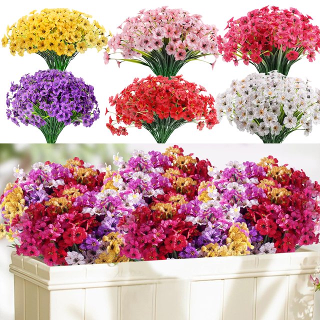 Flores artificiales Powbrace, 22 ramos para decoración exterior