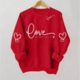 thumbnail image 5 of Womens Valentine's Day Sweatshirt Red "Love Never Fails" Heart Sleeve Crewneck, Romantic Cute Gift for Her, Long Sleeve Casual Shirt,Size XS, 5 of 7