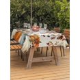 thumbnail image 2 of Outdoor Tablecloth with Umbrella Hole and Zipper, Teal Orange Pumpkins Fall Rectangle Table Cloth 60x84 Inch Waterproof Tablecloth, Thanksgiving Botanical Vintage Picnic Table Cover for Patio Camping, 2 of 7