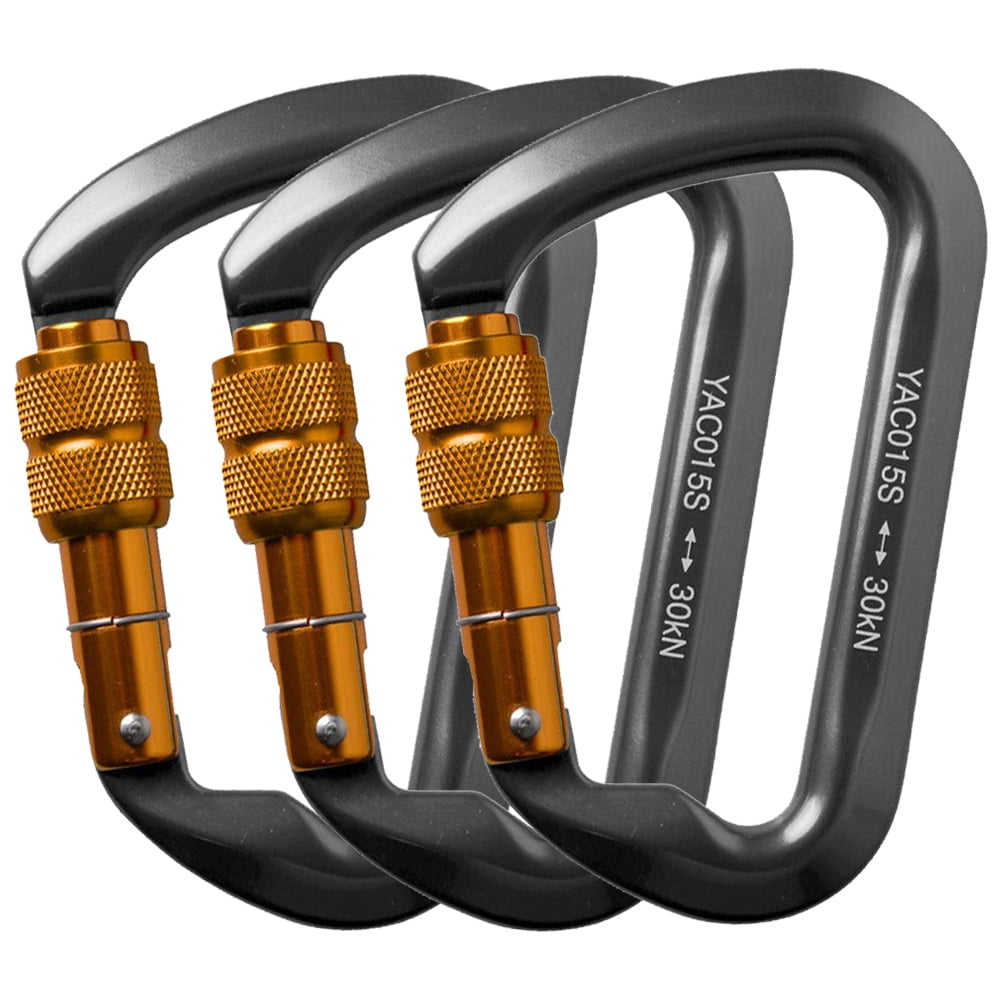 30KN Auto Locking Carabiner Clip Stainless Steel D-Shape Hook for Climbing Rock 