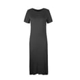 thumbnail image 4 of Birdeem Robes pour Femmes Robe Longue Décontractée Col Rond Couleur Unie Manches Courtes Robe Col Rond, 4 of 10