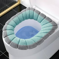 Household Four Seasons Toilet Seat Cover with Handle, Thickened Knitted Washable Pad for Winter, High Elasticity Fit for Round U-Shaped and Rectangular Seats, Easy to Install