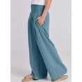 thumbnail image 6 of ANRABESS Women Linen Palazzo Pants Summer Boho Wide Leg High Waist Casual Lounge Pant 2026 Beach Travel Vacation Outfits Lake S, 6 of 10