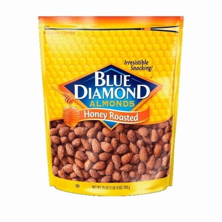 Blue Diamond Almonds Sweet Flavored Honey Roasted Snack Nuts Great for Snacks Lunch and Dessert Treats 25 oz. (2 Pack)