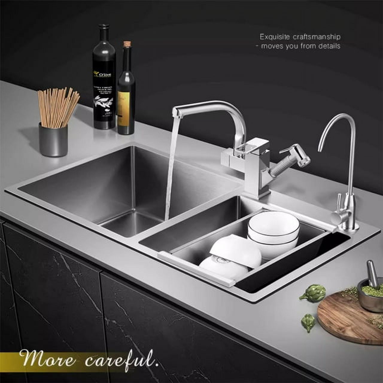 Hozodo Kitchen Sink Drip-in Stainless Steel Sink Double Bowls 30.7" x16.9"