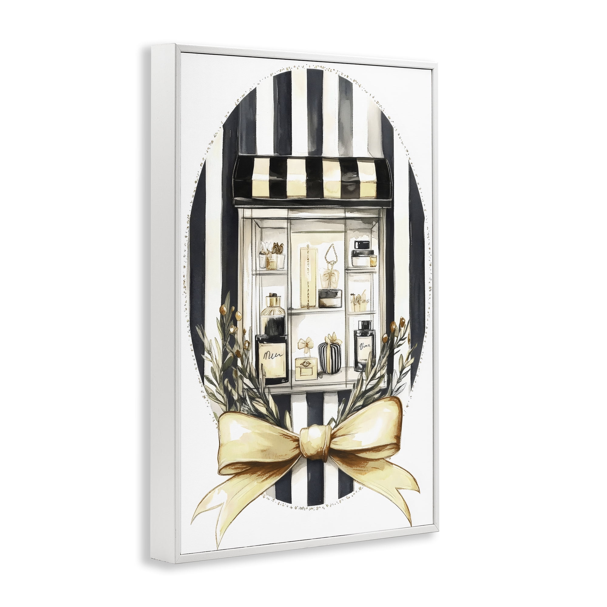 Stupell Industries Maison Perfume Window Display White Framed Giclee Art, design by Petal Prints Design