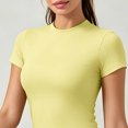 thumbnail image 4 of KPOPLK Womens 2 Piece Workout for Summer Fall Athletic Gym Pilates Yoga Slim Fit Short Sleeve Tee Shirt and Pant Outfit Set Yellow,Size L, 4 of 5