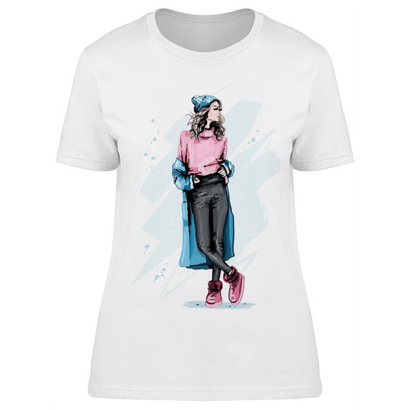 Winter Clothing Cute Woman T-Shirt Women -Image by Shutterstock, Female Small