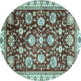 thumbnail image 1 of Ahgly Company Indoor Round Oriental Light Blue Traditional Area Rugs, 4' Round, 1 of 4