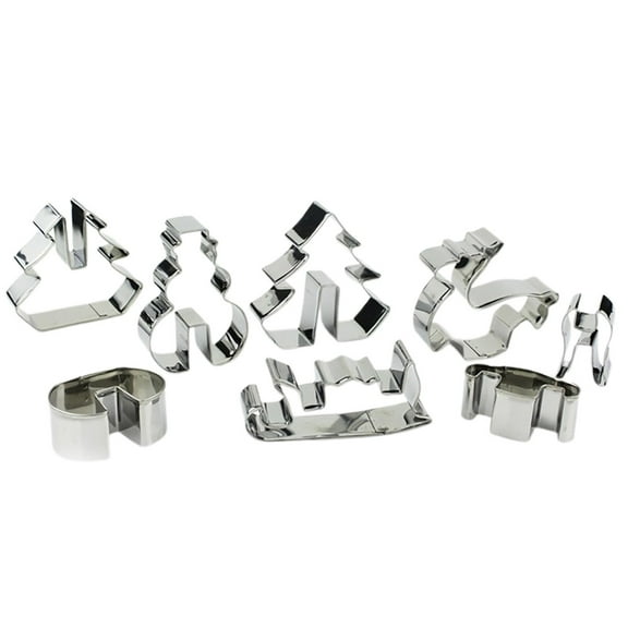 8 PCS Chrismas Themed Cookie Cutters Holiday Cookie Cutters Candy Cane, Santa Face Stainless Steel Holiday Cookies Molds Biscuits Chocolate Cookie Baking Mold