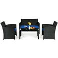 thumbnail image 6 of Patiojoy 4 Piece Outdoor Patio Rattan Furniture Set Navy Cushioned Seat For Garden, porch, Lawn, 6 of 8