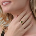 thumbnail image 4 of Gem Stone King 18K Yellow Gold Plated Silver Green Chrome Diopside and White Zirconia 3-Stone Rings for Women (1.26 Cttw, Gemstone, Oval 8X6MM, Available in Size 5, 6, 7, 8, 9), 4 of 4