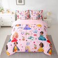 thumbnail image 2 of Manfei Kawaii Black Princess 7pcs Bedding Comforter Set,Cartoon Castle Queen Bedding Sets,Multicolor Stars Print Queen Sheet Sets For Girl Teens,Ultra Soft Home Decor Reversible, 2 of 8