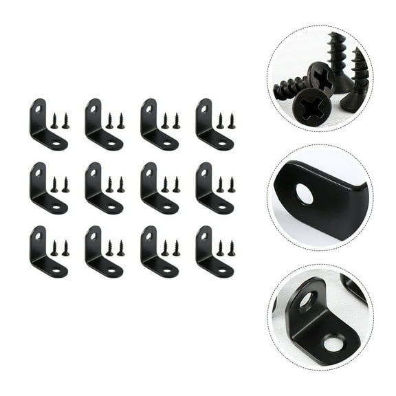 PBPBOX 12Pcs Black L-Shaped Corner Brace For Furniture And Shelves 30*30*16Mm