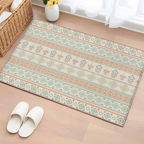 Area Rug Vintage Tribal Striped Abstract Rectangle Area Rugs Washable Rug for Living Room Bedroom Dining Room, Boho Geometric Seamless Soft Non-slip Floor Carpet 2x3ft