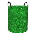 thumbnail image 2 of Haiem Green Glitter Leather Dirty Clothes Laundry Basket,Sturdy & Waterproof,Collapsible Round Design For Efficient Space Management,Multi-Purpose Storage Basket, 2 of 8