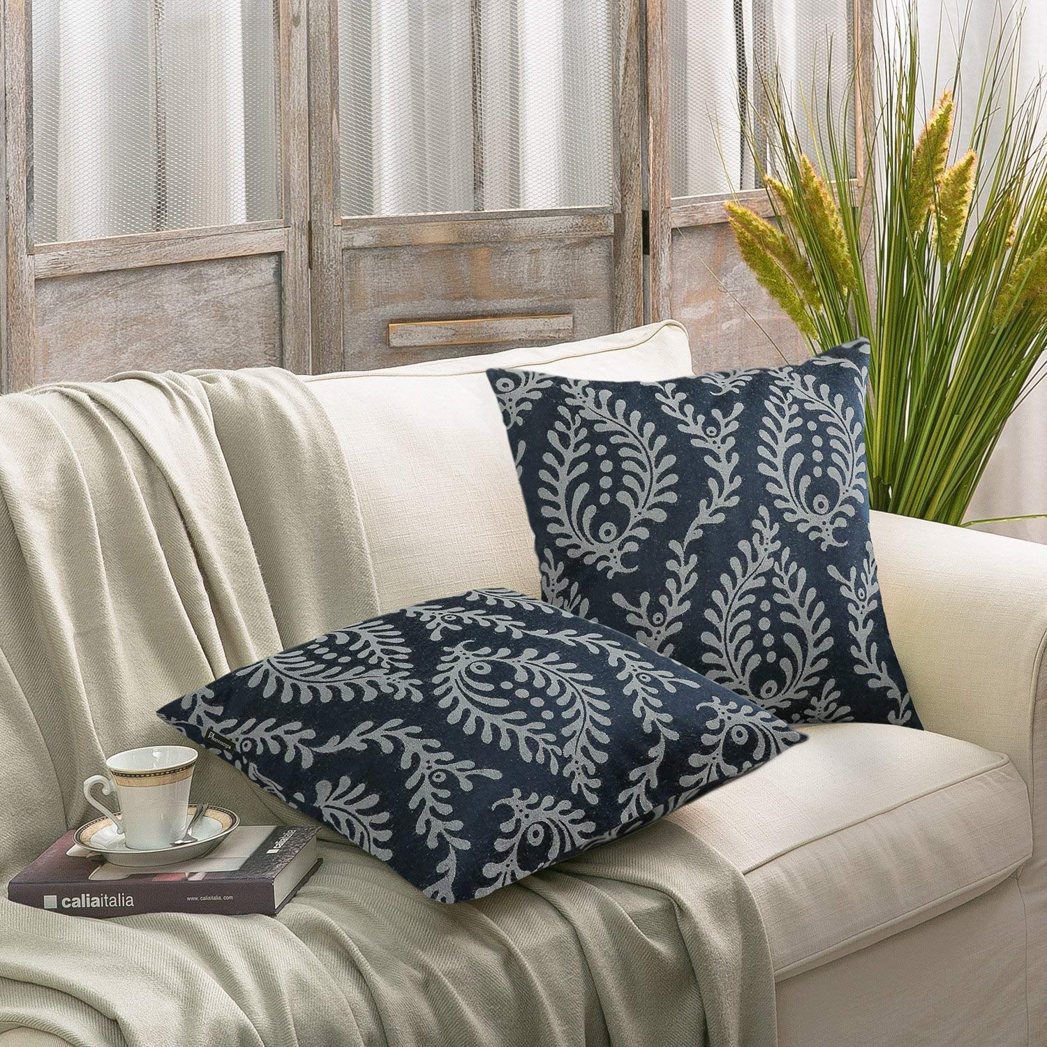 Phantoscope Cotton Jacquard Geometric Series Decorative Throw Pillow