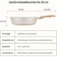 thumbnail image 2 of Sartenes Antiadherentes, Sartén de chef de Piedra de Granito,Sartenes de Ceramica con Mango de Baquelita Bateria de Cocina (Blanco, 20cm), 2 of 4