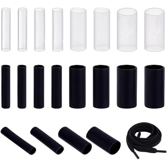 160 Pcs 8 Styles Plastic Heat Shrink Tubing Plastic Shoelace Ends Tips Shortening Repair Aglet Tips