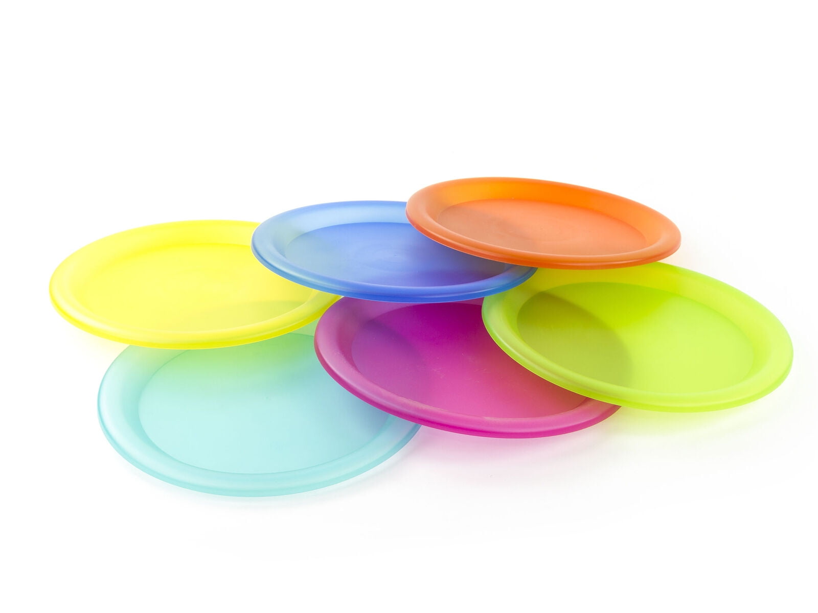 6 Pack Reusable Plastic Picnic Plate Set BPA Free Frosted Color