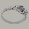 thumbnail image 4 of LBG British Made 14k White Gold Real Natural Amethyst & Cultured Pearl Womens Statement Ring - 33 size options - Size 8, 4 of 9