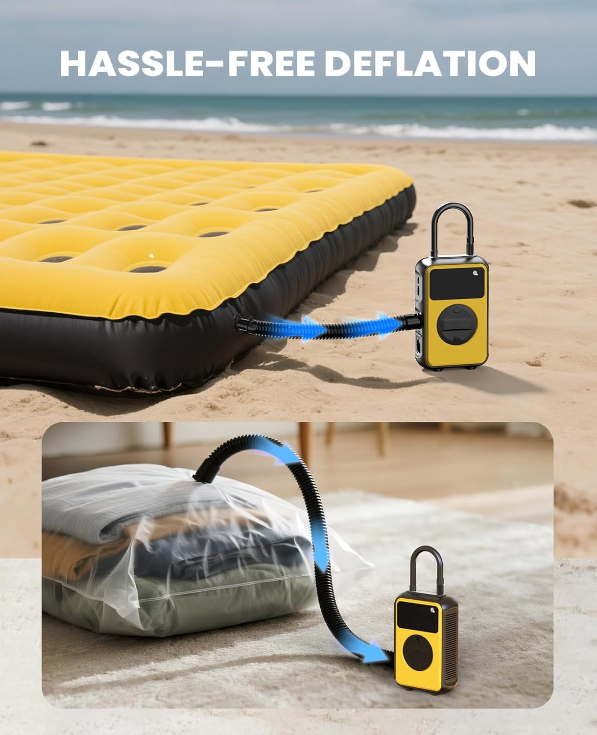 OSAIV 150PSI Tire Inflator & Air Compressor - Dual Mode (150PSI High Pressure / 4.0kPa Volume) for Car Tires, Bikes, Air Mattress, Inflatables - Fast Inflation Portable Pump