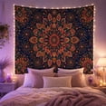 thumbnail image 2 of Paisley Floral Mandala on Navy Background, Dramatic Boho for Meditation Enthusiasts, Spiritual Wall Art, Housewarming Gift, Tapestry Wall Hanging for Meditation Room and Bedroom, 2 of 6