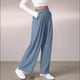thumbnail image 5 of Pantalones de Traje Anchos para Mujer, Holgados, de Cintura Alta Elástica, Informales, Largos, Color Azul Marino, Talla XS, 5 of 7
