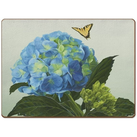 4 Cala Home Premium Hardboard Placemats Table Mats, Blue Hydrangea