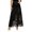 Black, variant on Womens Lace Panel Skirt Floral Insert High Waisted Button Front Belt Loops Side Pockets A Line Silhouette Scalloped Maxi Bottoms