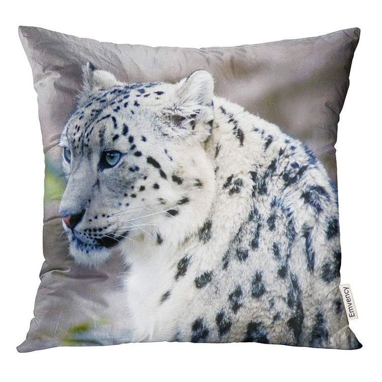 Gray Leopard Faux-Fur Backrest Pillow Cover