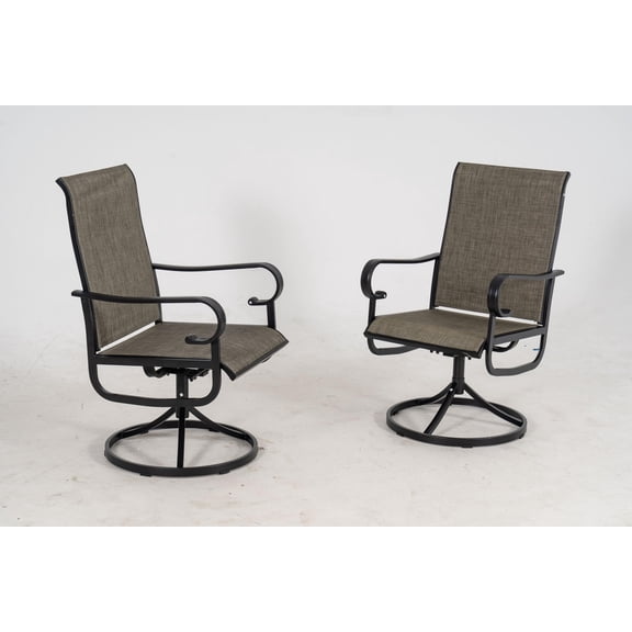 TROPOW Patio 360°Swivel Chairs Set of 2,Outdoor Rocking Dining Chairs with All-Weather Textilene Fabric, Deck Rocker Seat with High Back for Backyard, Poolside, Lawn, Porch or Garden