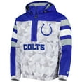 thumbnail image 2 of Men's Starter White/Royal Indianapolis Colts Thursday Night Gridiron Raglan Half-Zip Hooded Jacket, 2 of 4