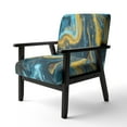thumbnail image 3 of Designart "Golden Rivers in Agate Ripple IX" Chaise d'Appoint Rembourrée en Agate Bleue - Fauteuil Moderne pour Chambre, 3 of 7