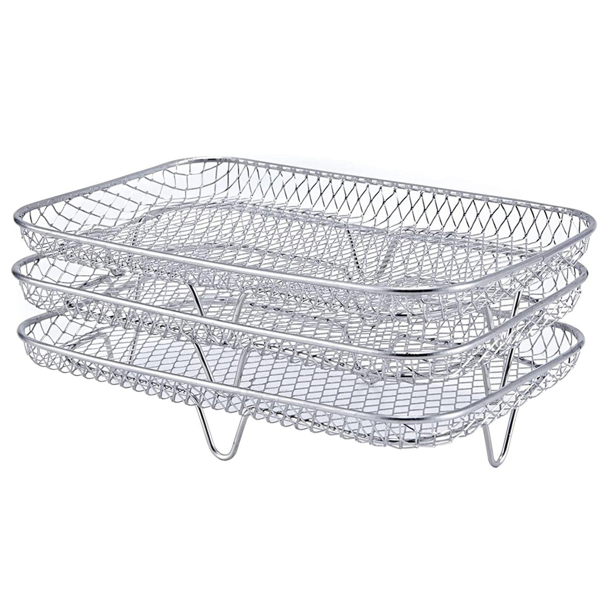 3pcs Stackable Air Fryer Racks Rectangle Air Fryer Mesh Tray Multi Layer  Toast Racks Stainless Steel Dehydration Rack Compatible With Dual Air Fryer, 90 Days B… in 2023